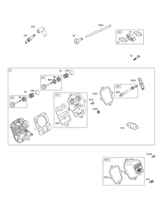 Bs 15t202-0915-F8 Cylinder Head Diagram and Parts List for CS3310 (24A424M-24A424M709-24A424M710-24A424M756)(2015) Cub Cadet Chipper Shredder